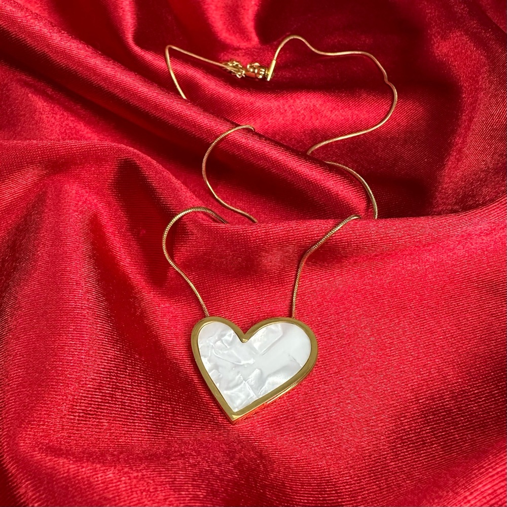 White Marble Heart Necklace